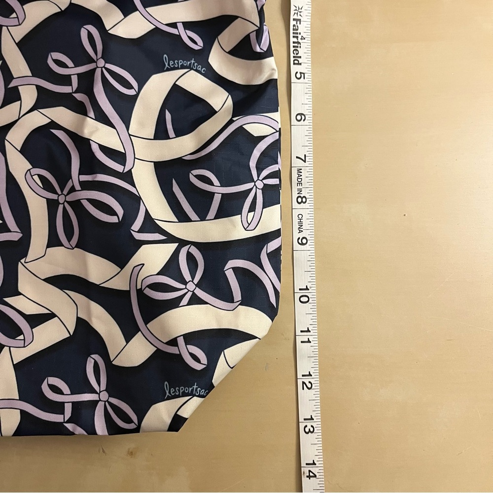 LeSportsac Hope Ribbons Navy and Cream Tote with Purple Accents - Picture 3 of 5